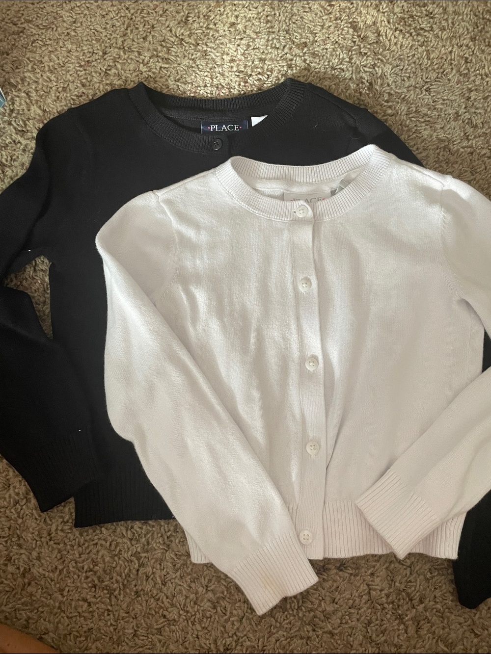 Set of 2 The Children's Place Girls' Crewneck Cardigan Sweater - White & Black